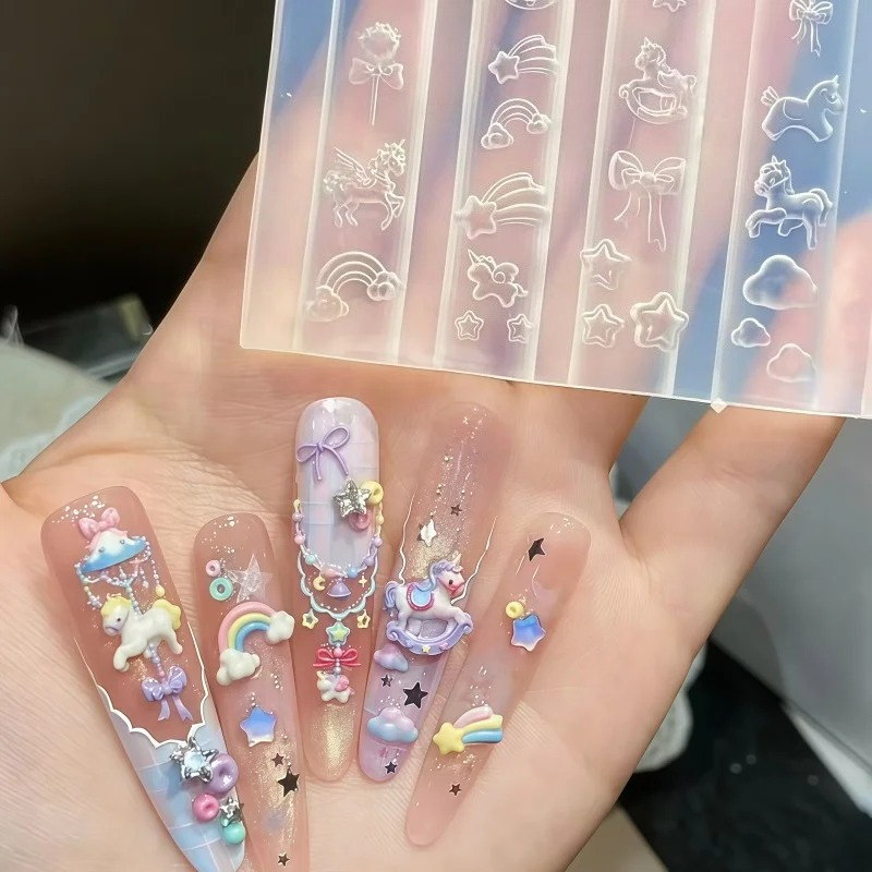 Nail Art Rainbow - Dreamy Unicorn Rainbow Horse Bowtie Candy