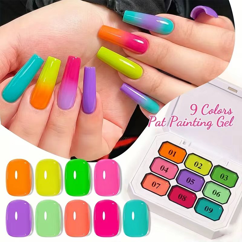Nail Art Rainbow - Summer Nine-Square Neon Nail Gel Set,