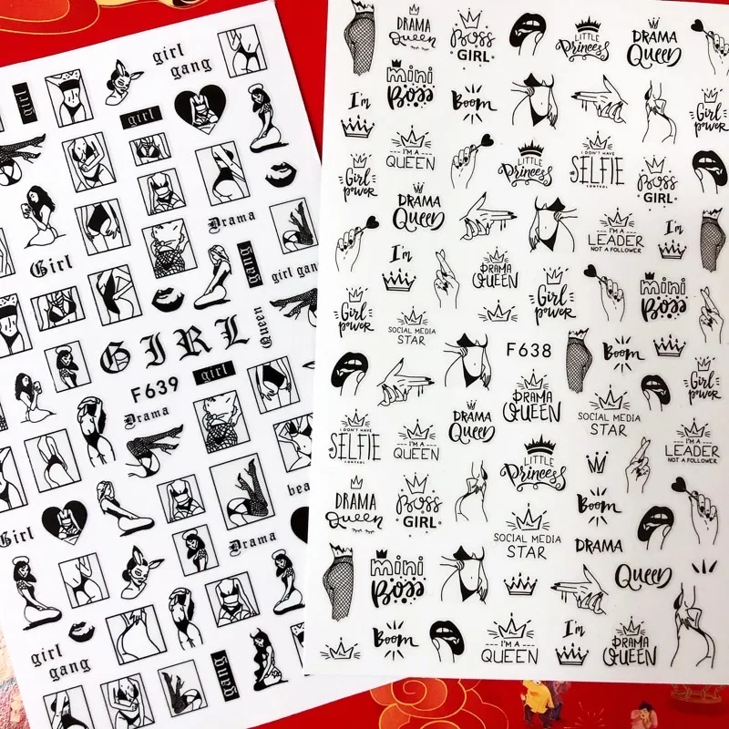 Nail Art Queen - 1 sheet Newest 3D Nail Stickers