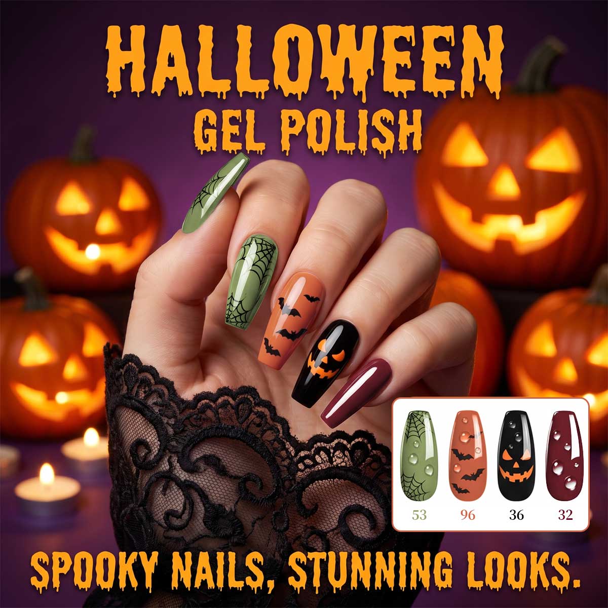 Nail Art Burgundy - 4-Pack of Olive Green, Orange, Burgundy,