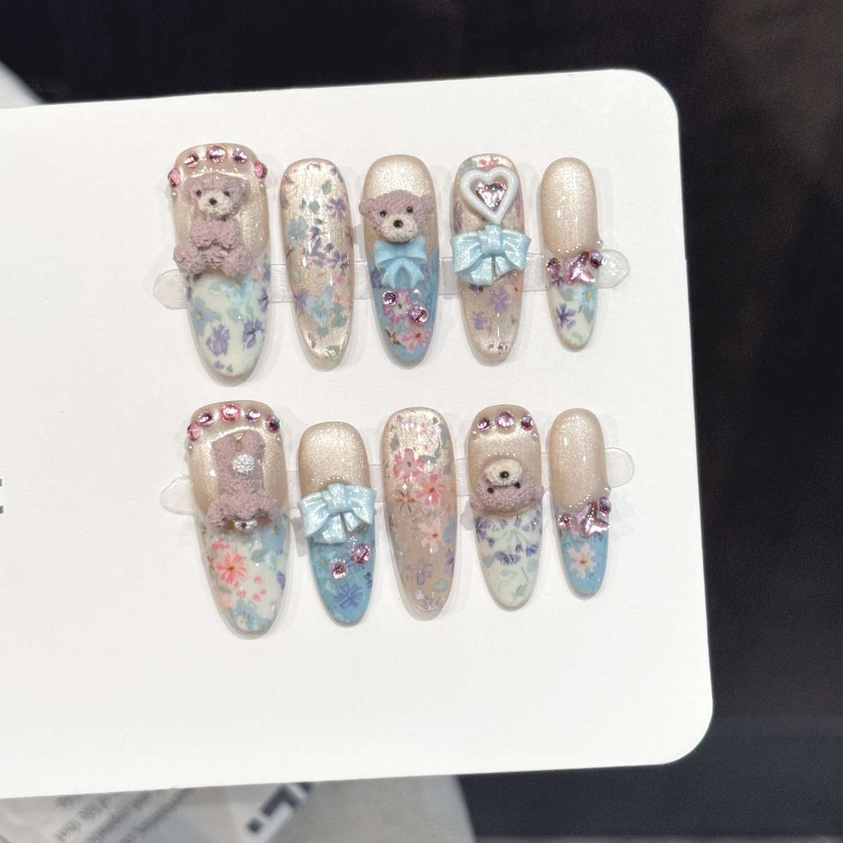 Nail Art Emerald - 10Pcs Pure Hand-Pressed Oval Nail Art,