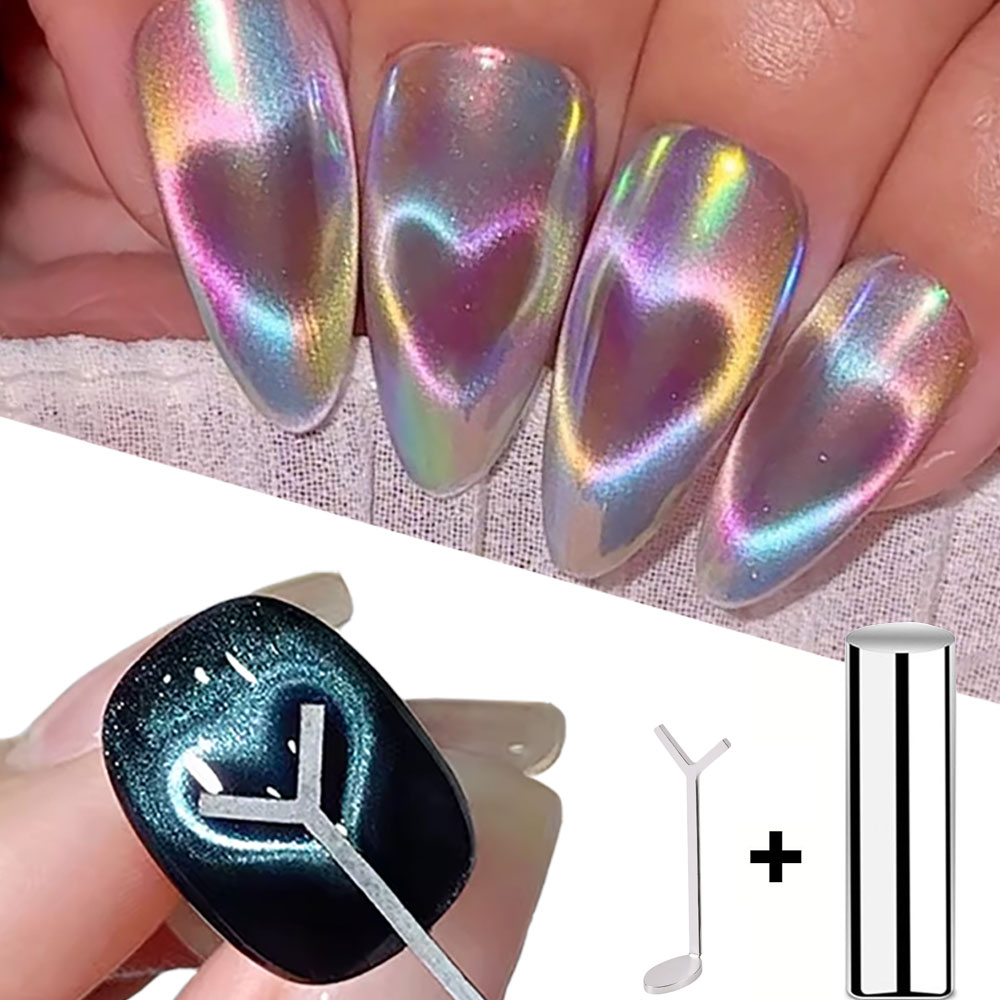 Nail Art Love - 1/2/3/4pcs Y-Shaped Heart Cat Eye Gel