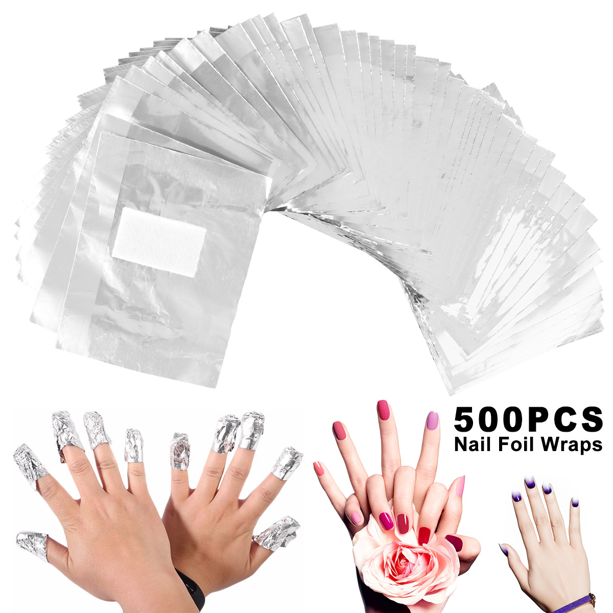 Nail Art Remover - 500/1000Pcs Aluminium Foil Gel Nail Remover