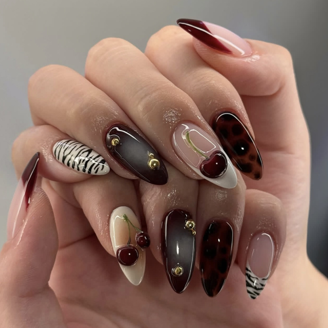 24PCS Burgundy Nude Brown Pres - Nail Art Burgundy ulasan dan harga