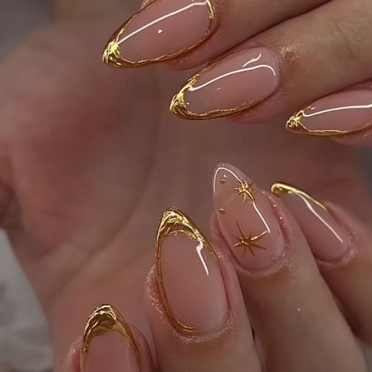 24Pcs Short Almond Nails Set F - Nail Art French Nails ulasan dan harga