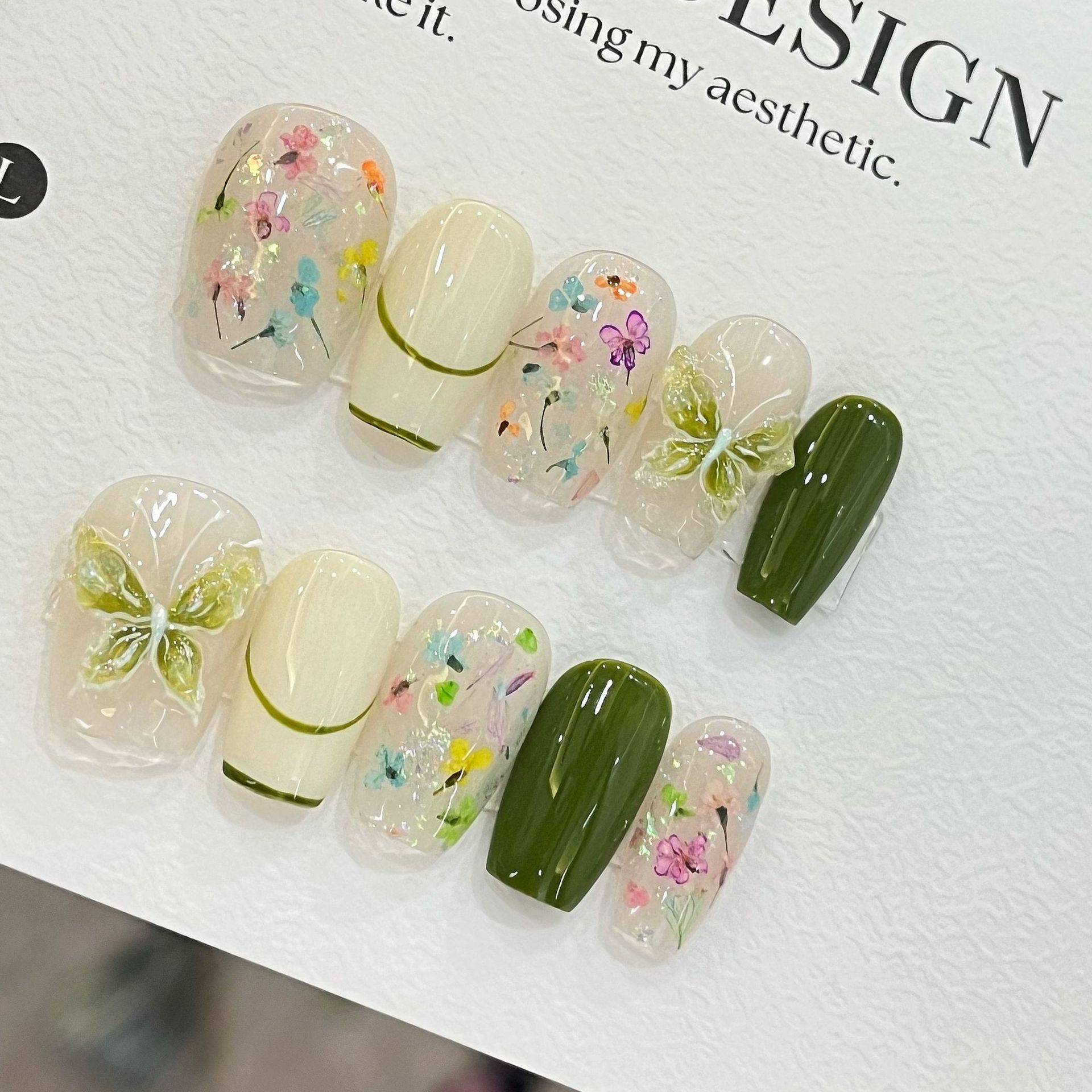 10pcs Butterfly Flower Fake Na - Nail Art French Nails ulasan dan harga