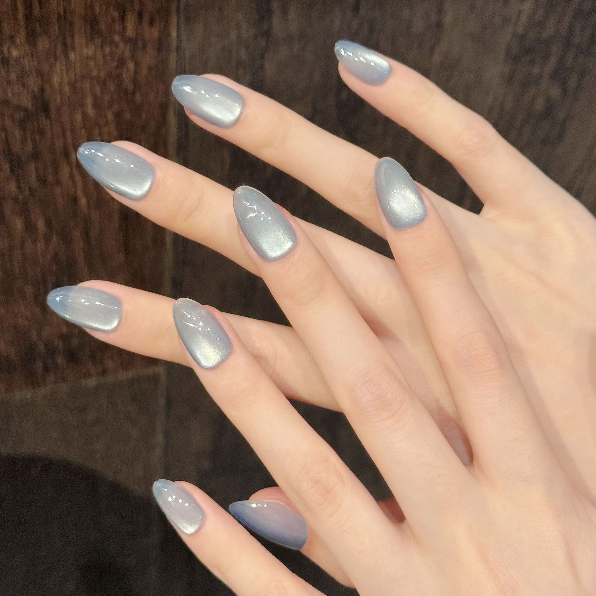 10Pcs Blue Cat Eye French Shor - Nail Art French Nails ulasan dan harga