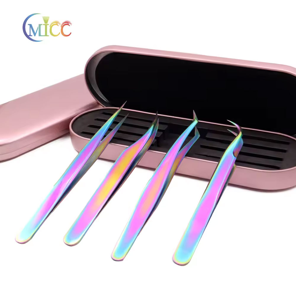 4Pcs Rainbow Eyelashes Tweezer - Nail Art Rainbow ulasan dan harga