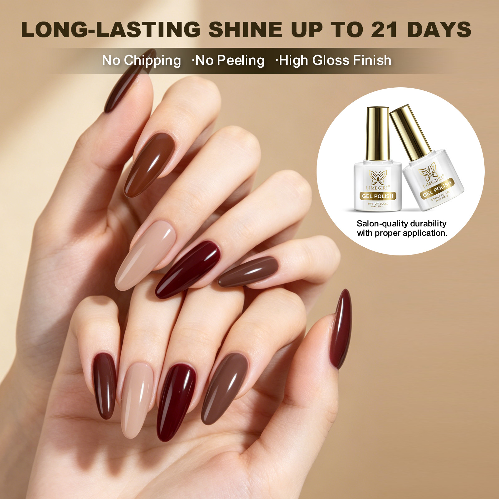 LIMEGIRL 6 Colors Gel Nail Pol - Nail Art Burgundy ulasan dan harga