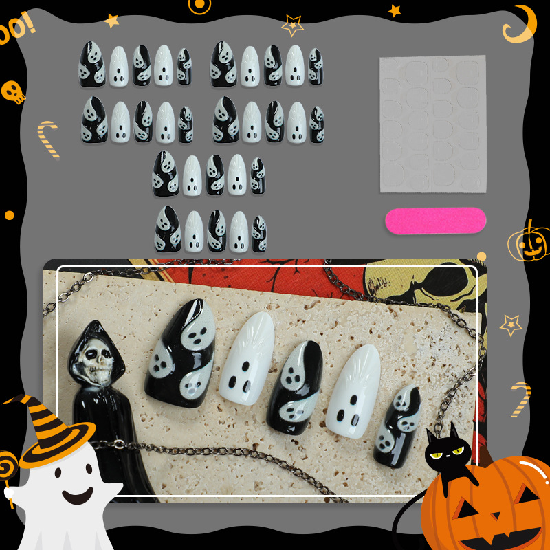 30pcs 2025 Halloween Almond Sh - Nail Art Emerald ulasan dan harga