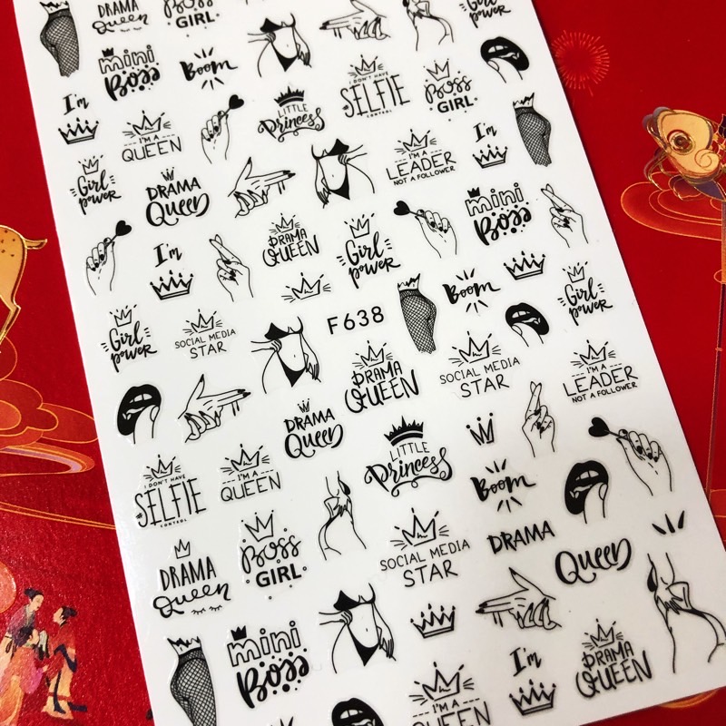 1 sheet Newest 3D Nail Sticker - Nail Art Queen ulasan dan harga