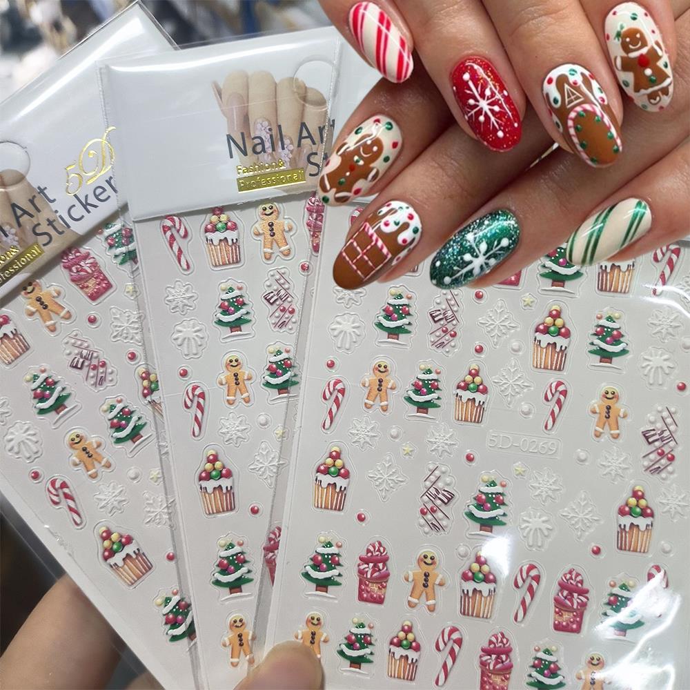 1pc Christmas 5D Gingerbread M - Nail Art For Men ulasan dan harga