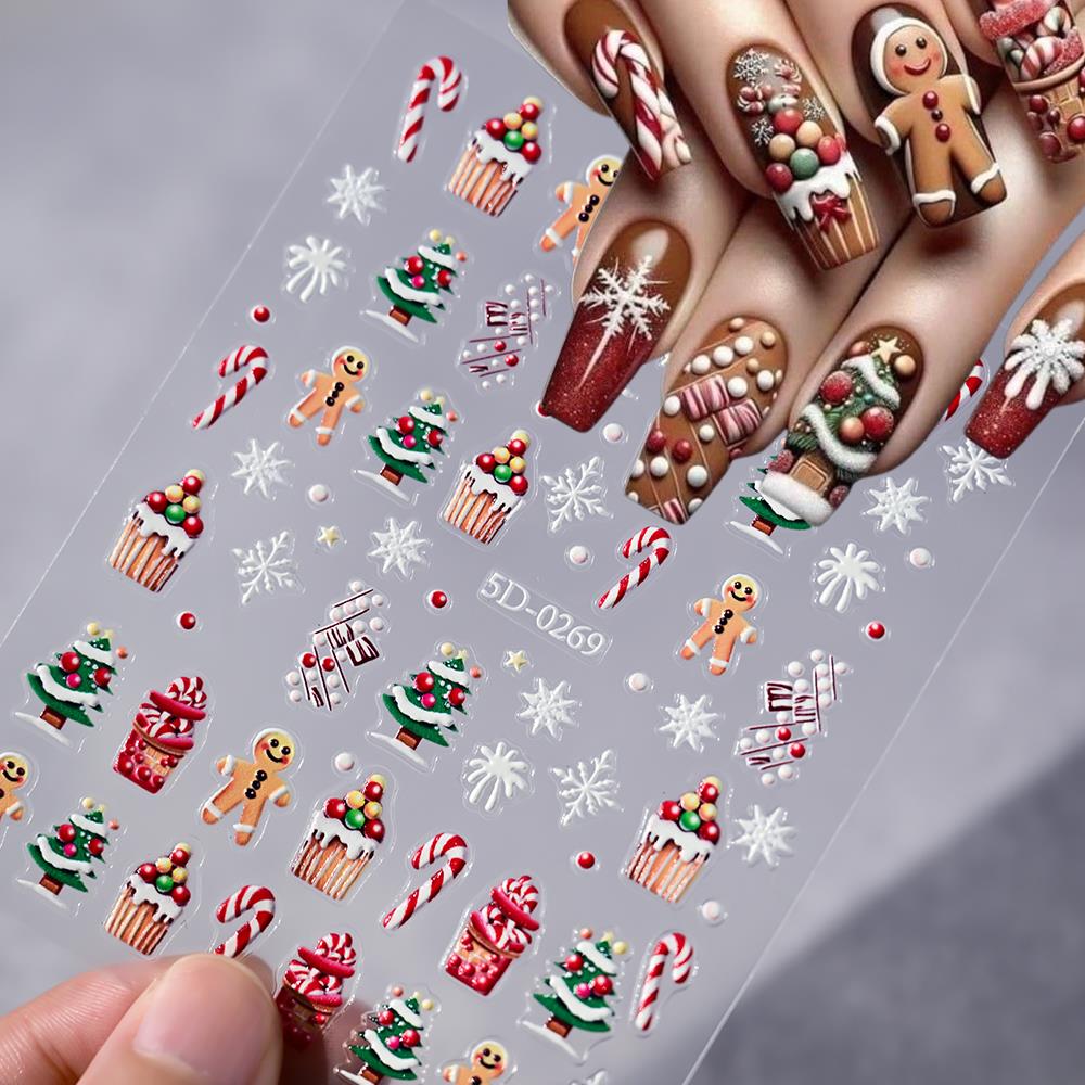 1pc Christmas 5D Gingerbread M - Nail Art For Men ulasan dan harga