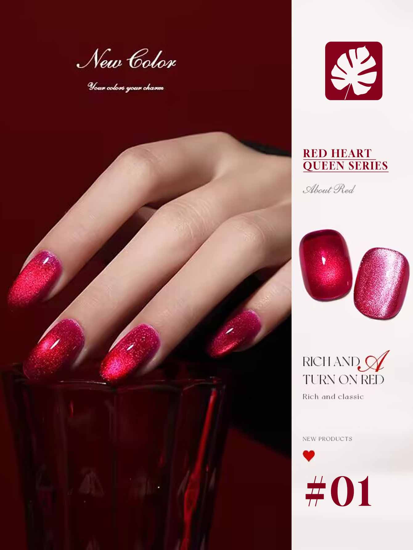 1-9pcs 12ml Korean Style Red H - Nail Art Queen ulasan dan harga
