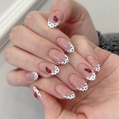 24Pcs Almond False Nails Sets  - Nail Art French Nails ulasan dan harga