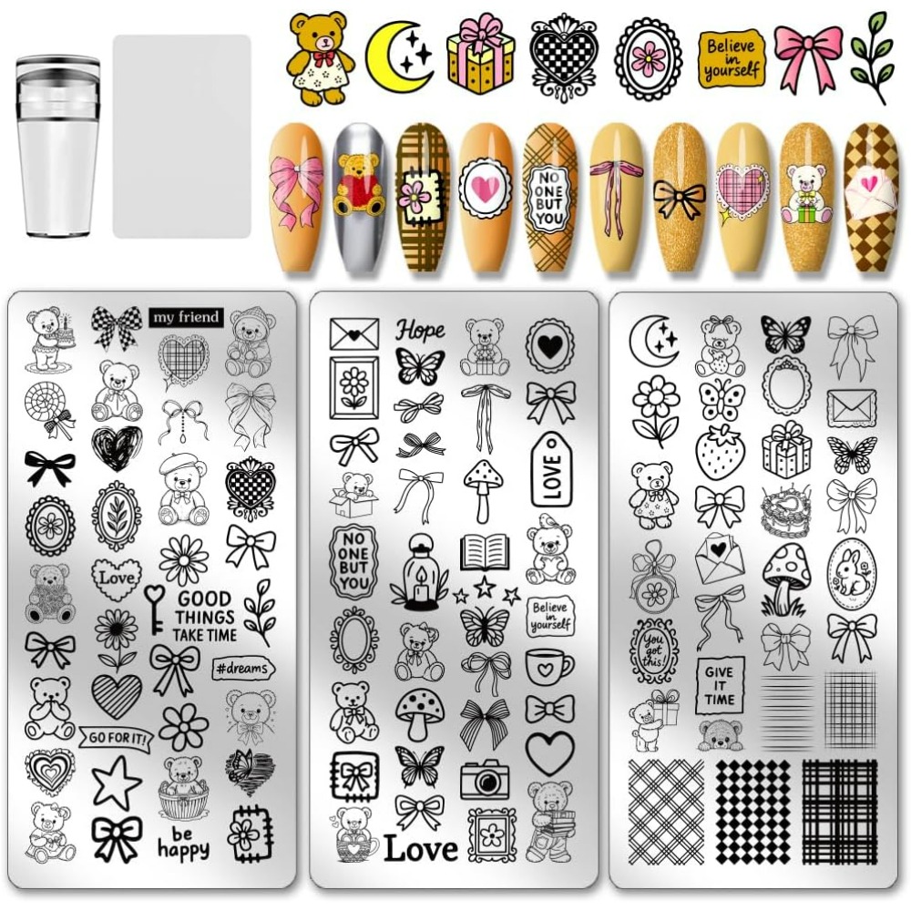 3pcs Cute Bear Nail Stamping P - Nail Art Love ulasan dan harga