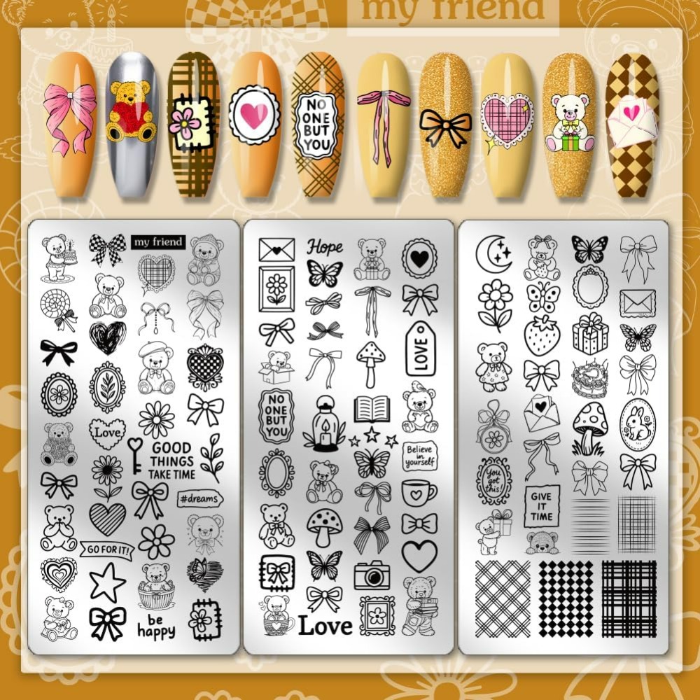 3pcs Cute Bear Nail Stamping P - Nail Art Love ulasan dan harga