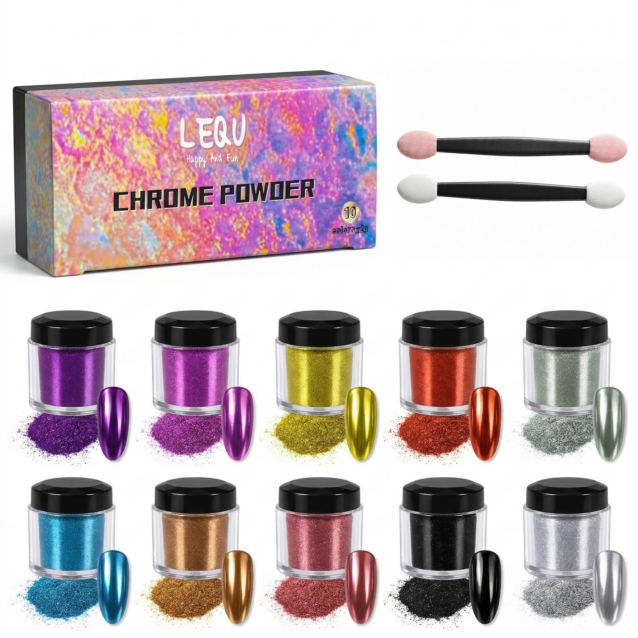 DIY 10-Color Magic Mirror Powd - Nail Art Emerald ulasan dan harga
