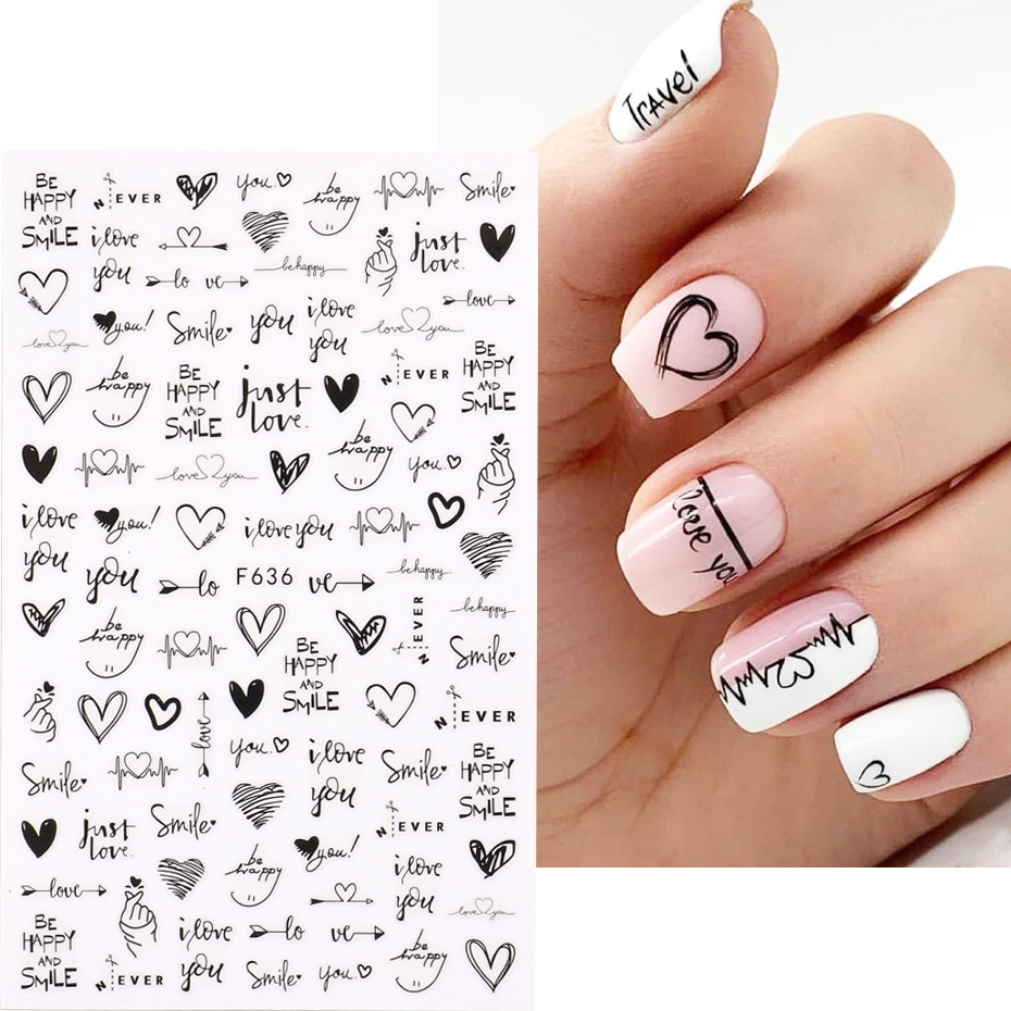 2pcs Heart Love Design 3D Nail - Nail Art Love ulasan dan harga