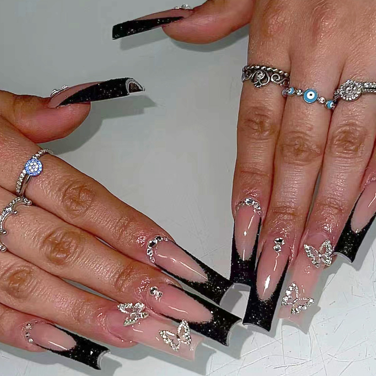 24pcs Black French Fake Nails  - Nail Art French Nails ulasan dan harga