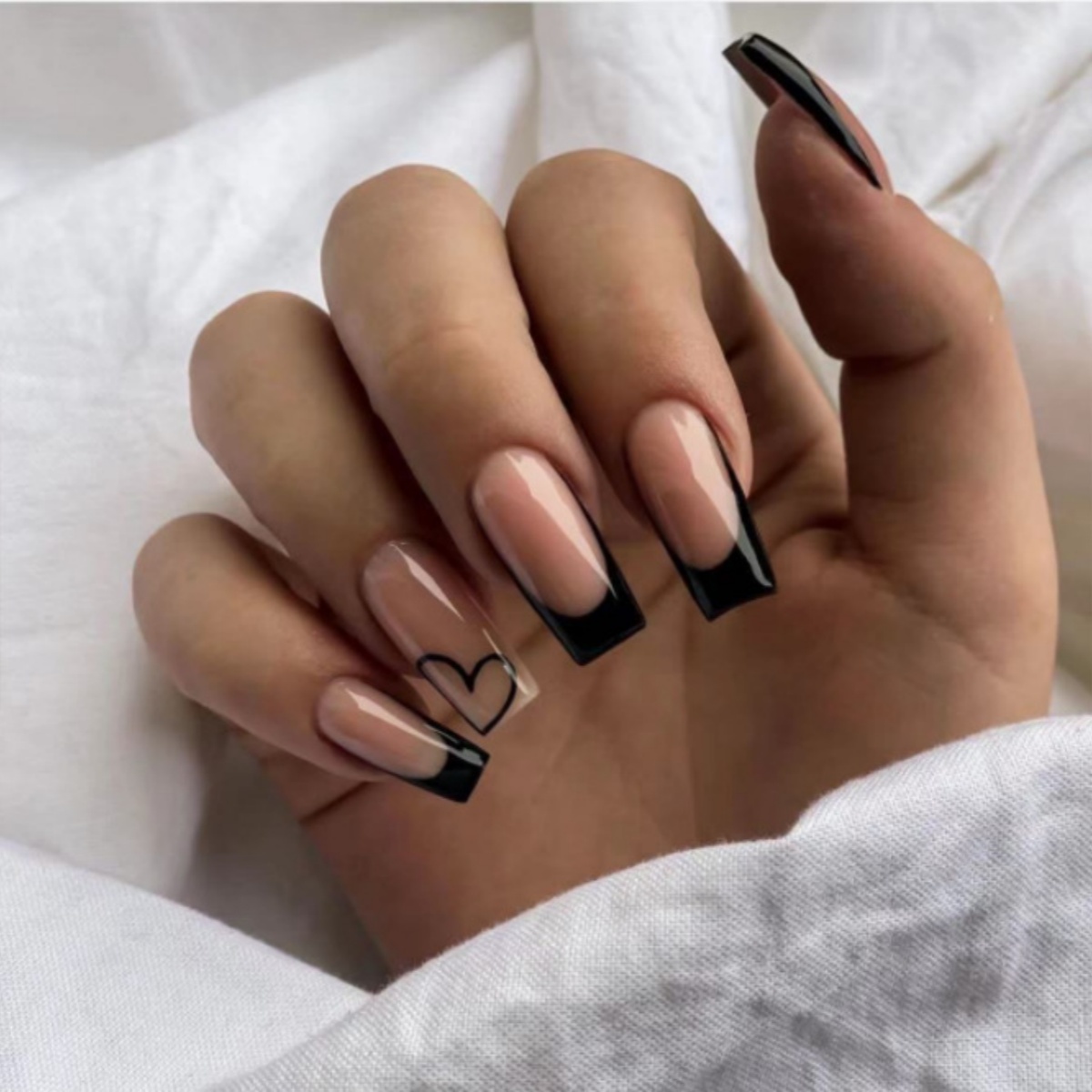 24pcs Black French Fake Nails  - Nail Art French Nails ulasan dan harga