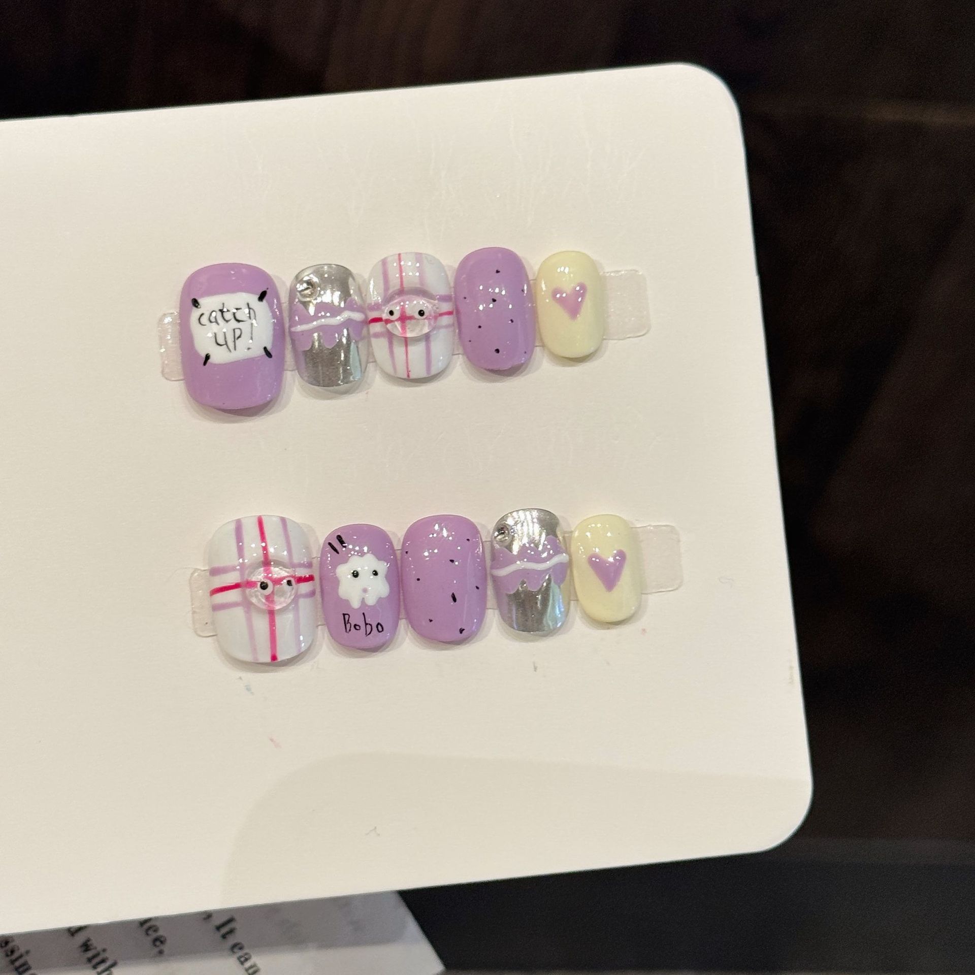 10pcs Handmade Pressed Short R - Nail Art Love ulasan dan harga