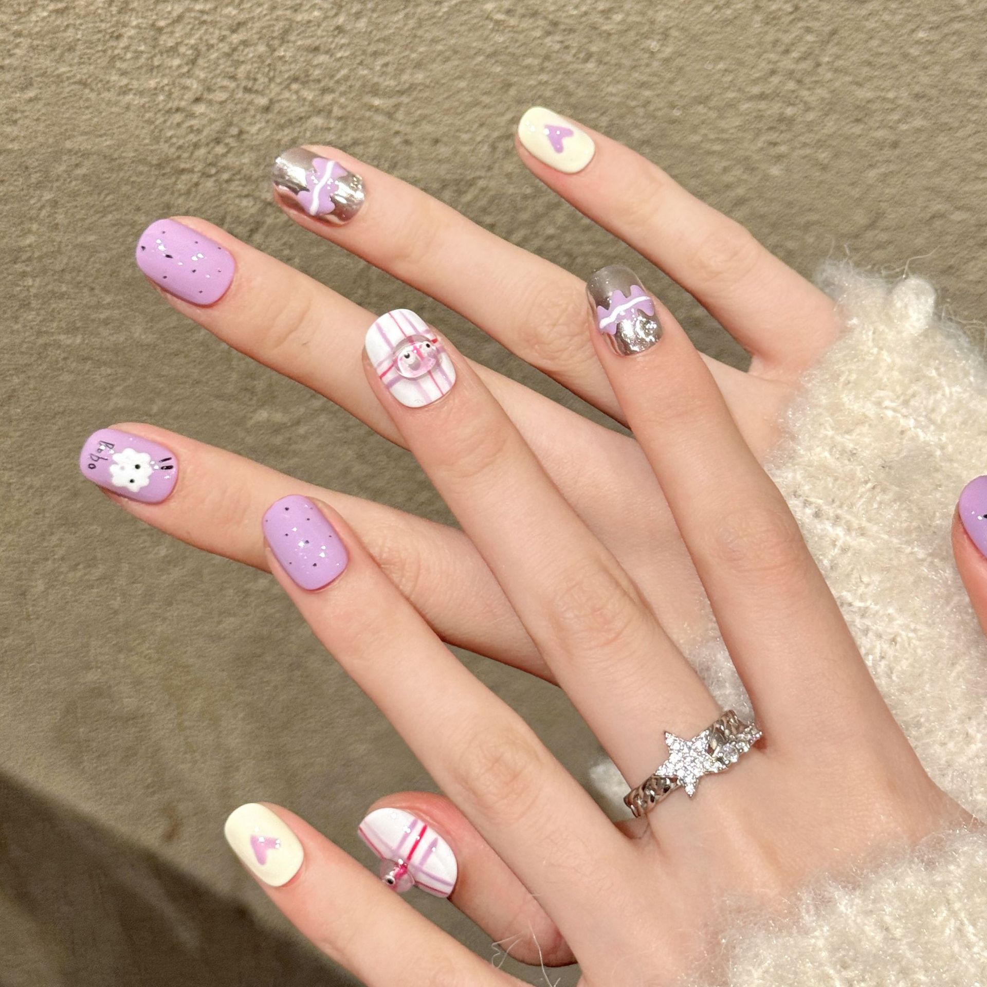 10pcs Handmade Pressed Short R - Nail Art Love ulasan dan harga