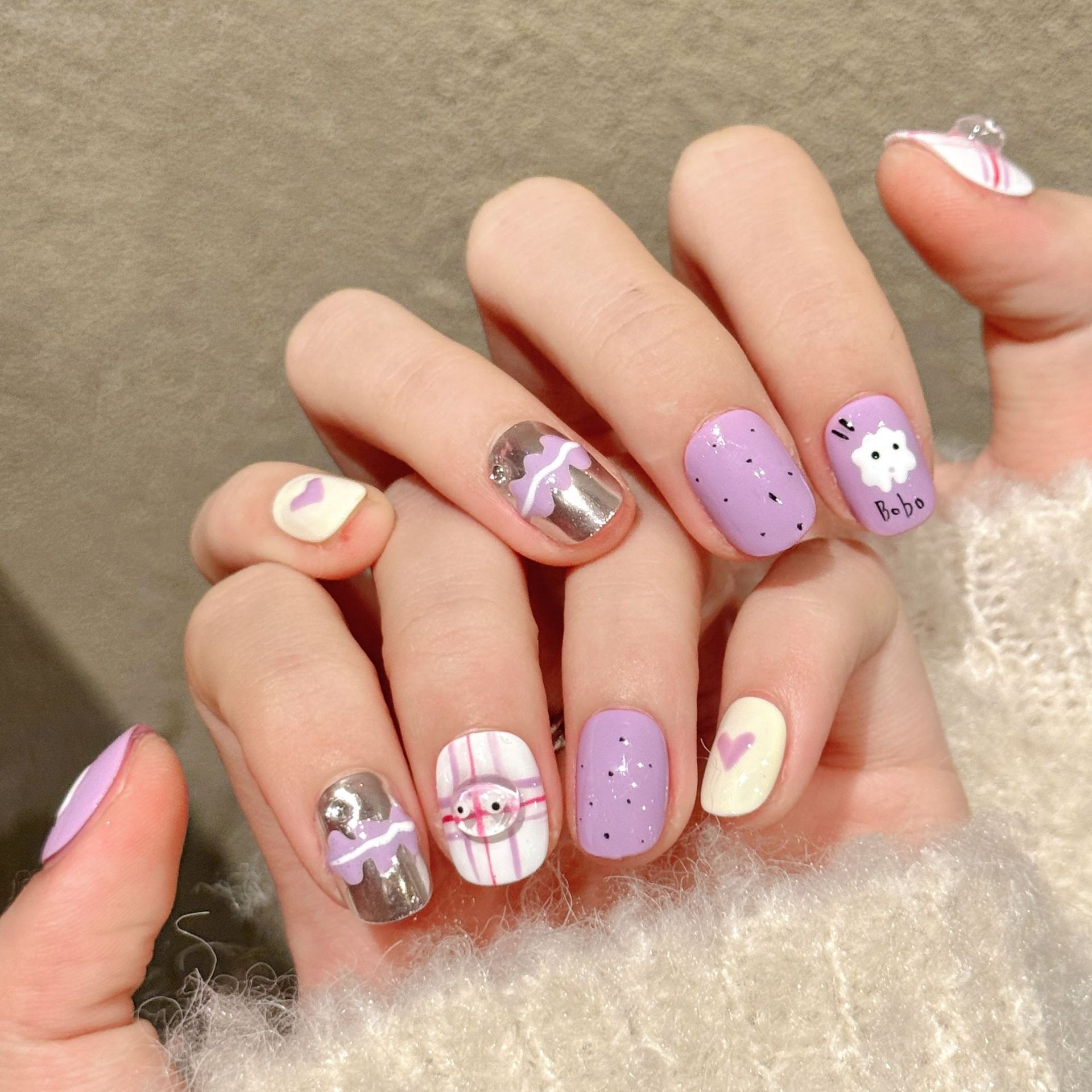 10pcs Handmade Pressed Short R - Nail Art Love ulasan dan harga