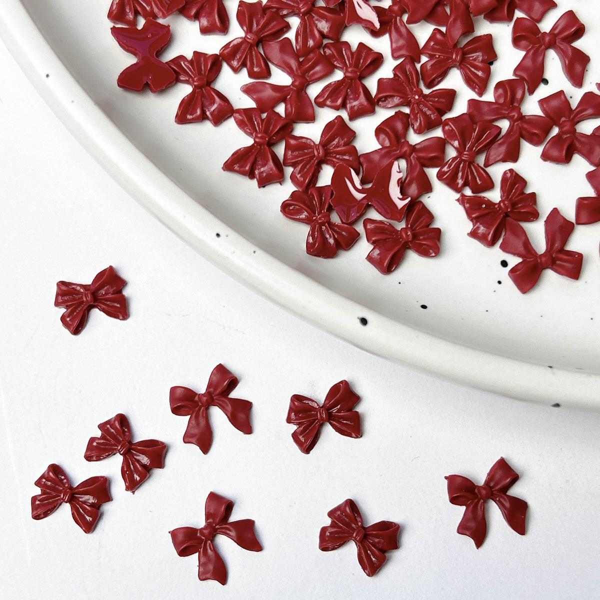 50PCS Burgundy 3D Acrylic Bow  - Nail Art Burgundy ulasan dan harga