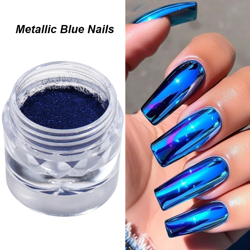 Royal Blue Chrome Mirror Nail  - Nail Art Queen ulasan dan harga