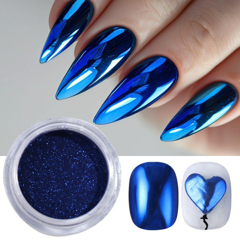 Royal Blue Chrome Mirror Nail  - Nail Art Queen ulasan dan harga
